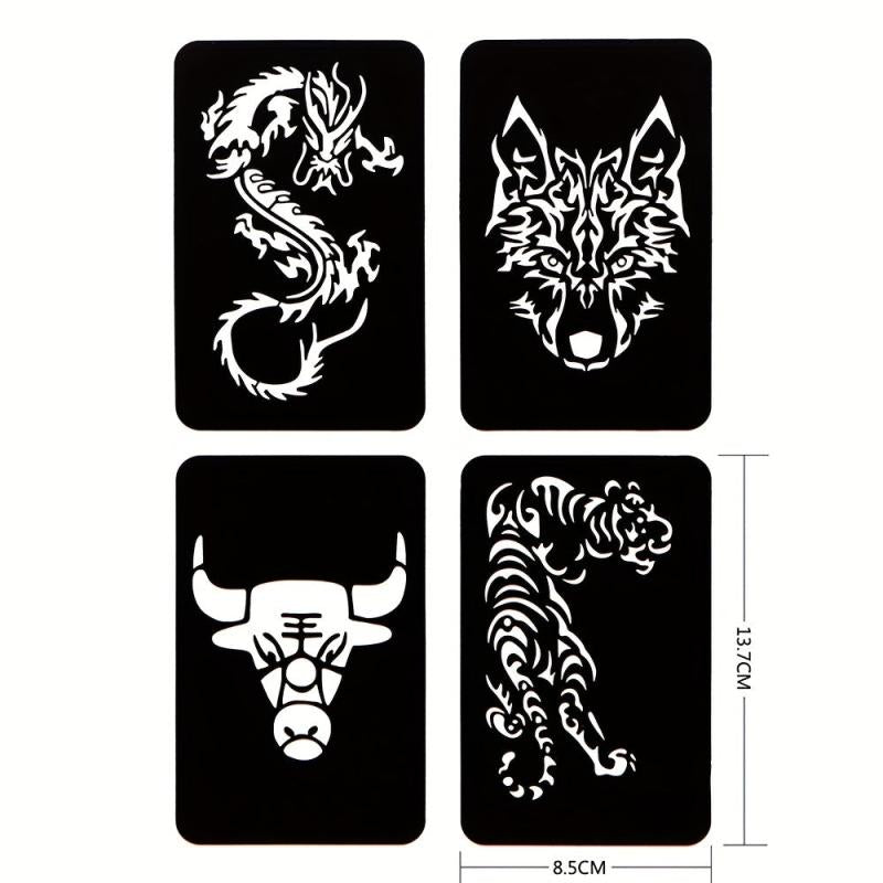 6 Sheets A4 Tattoo Stencils & Dye Paste Spider Flower Butterfly Animal Pattern