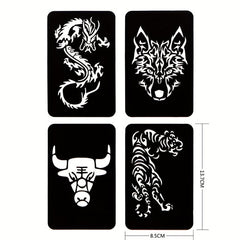 6 Sheets A4 Tattoo Stencils & Dye Paste Spider Flower Butterfly Animal Pattern