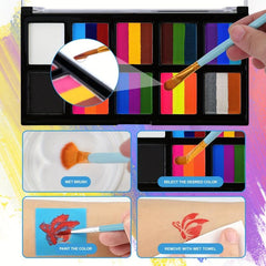 Face Paint Makeup Split Cake Palette 10 10gm Water Activated Kit