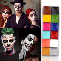 CCbeauty 12-Color Face Paint Kit for Halloween Costume