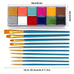 CCbeauty 12-Color Face Paint Kit for Halloween Costume