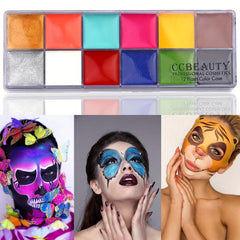 CCbeauty 12-Color Face Paint Kit for Halloween Costume