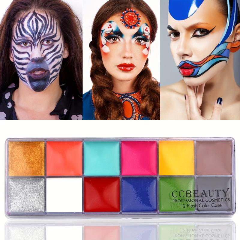 CCbeauty 12-Color Face Paint Kit for Halloween Costume