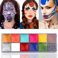 CCbeauty 12-Color Face Paint Kit for Halloween Costume