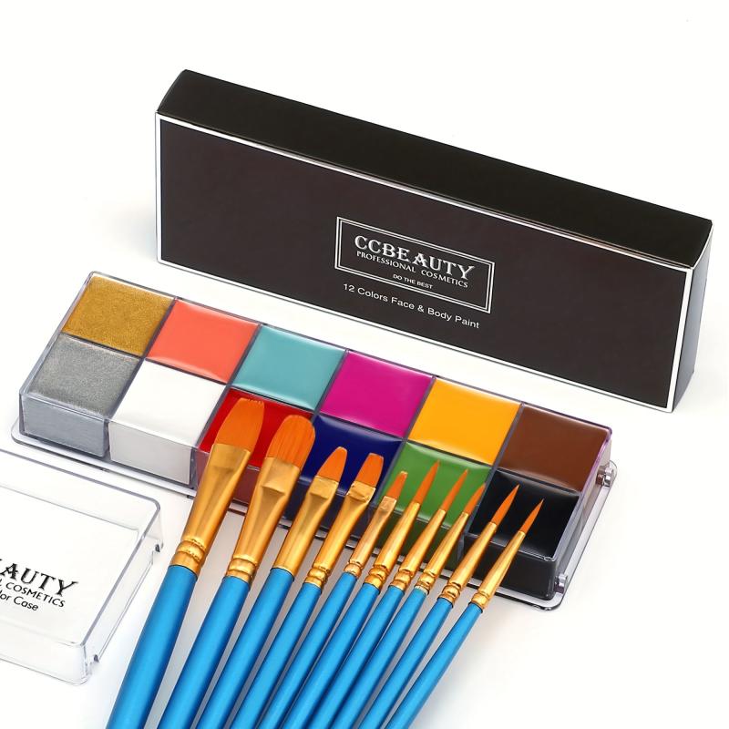 CCbeauty 12-Color Face Paint Kit for Halloween Costume