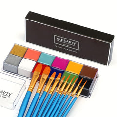 CCbeauty 12-Color Face Paint Kit for Halloween Costume