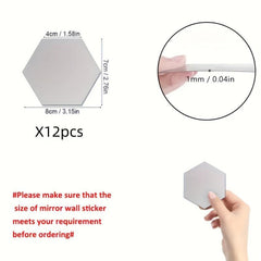 12pcs Hexagon Acrylic Mirror Wall Sticker Self Adhesive Geometric Mirror Sticker
