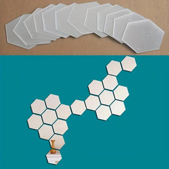 12pcs Hexagon Acrylic Mirror Wall Sticker Self Adhesive Geometric Mirror Sticker