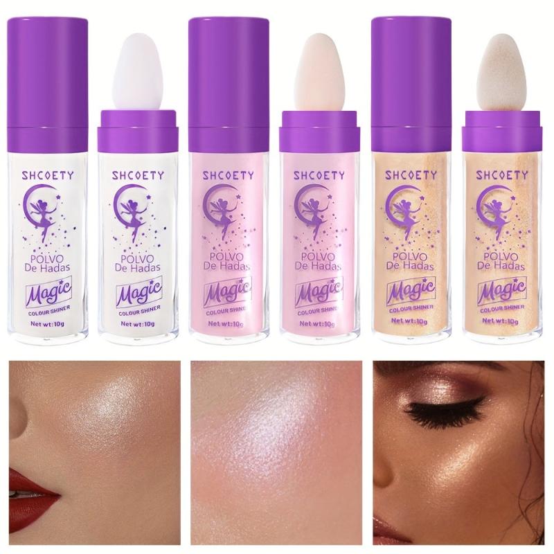 3Pcs Highlighter Powder Stick Glitter Shimmer High Gloss Blush Contouring Powder