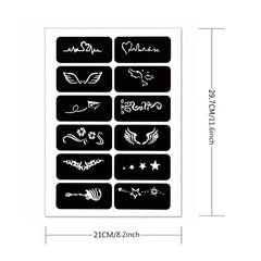 Semi-Permanent Tattoo Kit, Red Dye Paste, Finger Stencil Set