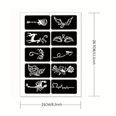 3 A4 Hollow Tattoo Stencils + 2 Bottles Tattoo Dye Paste