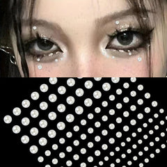144pcs Mermaid Pearl Makeup Stickers Resin Crystal Sticker Face Decoration