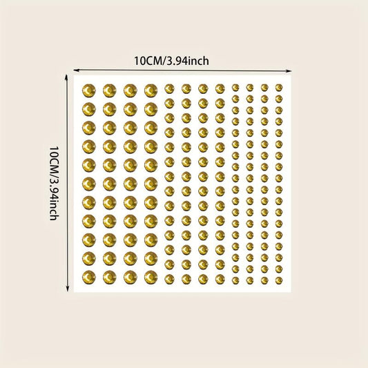 144 Pcs Golden Face Stickers Jewelry Rhinestone Face Decoration