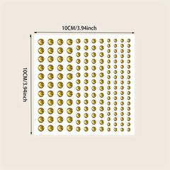 144 Pcs Golden Face Stickers Jewelry Rhinestone Face Decoration