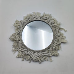 Boho Macrame Fringe Wall Mirror for Living Room Bedroom