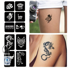 Animal Pattern Tattoo Stencil + Dye Paste Kit