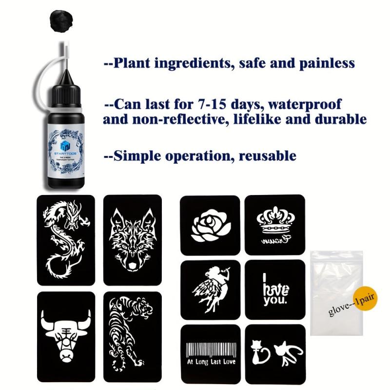Animal Pattern Tattoo Stencil + Dye Paste Kit