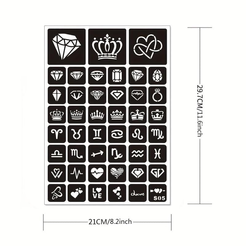 4 Sheets A4 Tattoo Stencils, Red Tattoo Dye, Semi-permanent, Men & Women