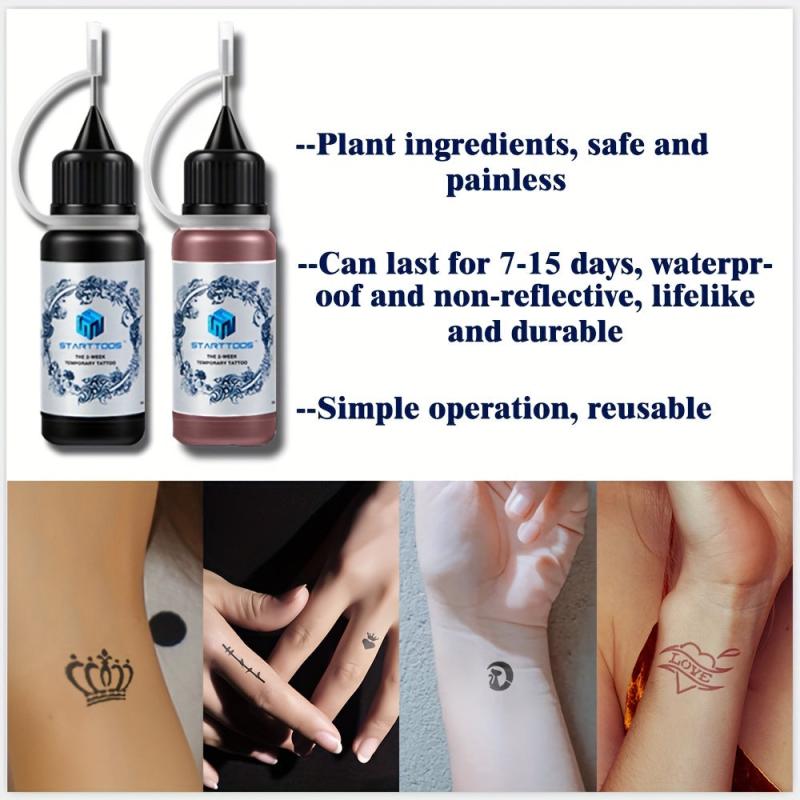 4 Sheets A4 Tattoo Stencils, Red Tattoo Dye, Semi-permanent, Men & Women