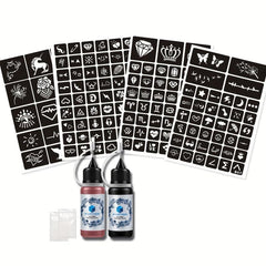 4 Sheets A4 Tattoo Stencils, Red Tattoo Dye, Semi-permanent, Men & Women