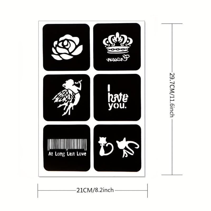 2 Sheets A4 Hollow Tattoo Stencil & 1 Bottle Tattoo Dye Paste