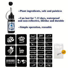 2 Sheets A4 Hollow Tattoo Stencil & 1 Bottle Tattoo Dye Paste