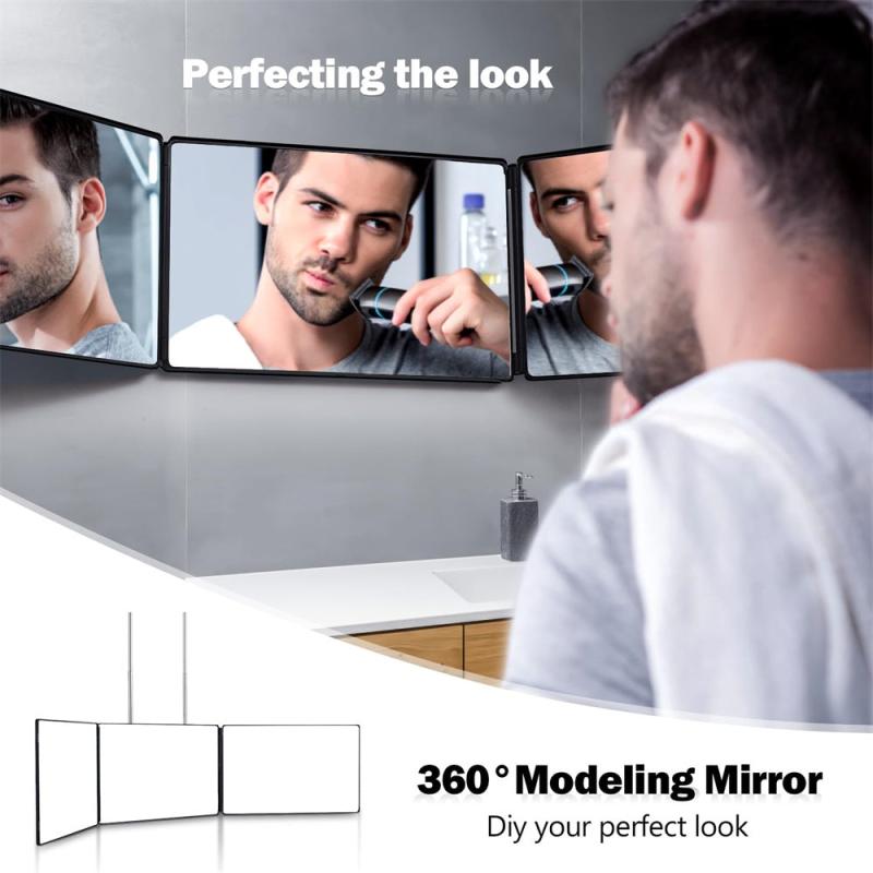 LED 3 Way Mirror for Self Hair Cutting, 360 Vanity Makeup Mirror