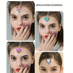 Eyebrow Heart Rhinestone Gem Stickers Rainbow Eye Makeup Drill