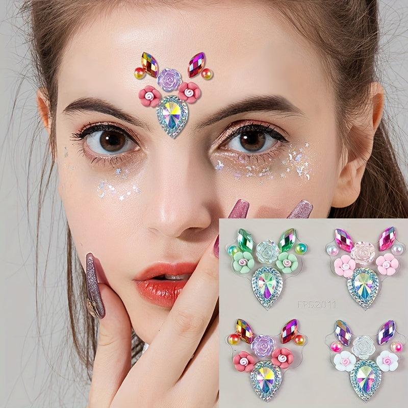 Eyebrow Heart Rhinestone Gem Stickers Rainbow Eye Makeup Drill