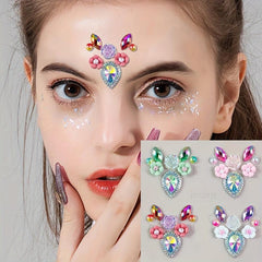 Eyebrow Heart Rhinestone Gem Stickers Rainbow Eye Makeup Drill