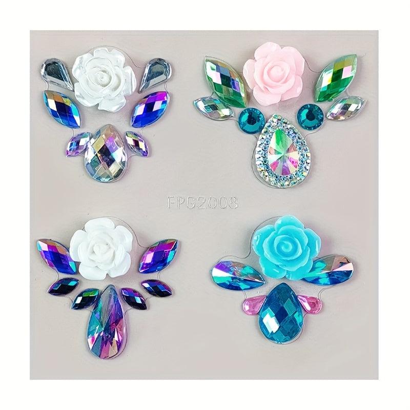 Eyebrow Heart Rhinestone Gem Stickers Rainbow Eye Makeup Drill
