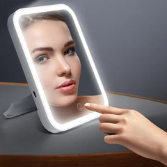 Portable Touch Screen Makeup Mirror with Magnification for On-the-Go Cosmetics