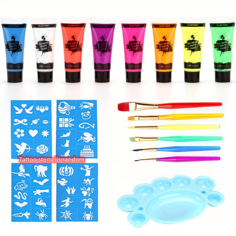 8 Fluorescent Face Paint Cream Set Halloween Performance Body Painting Pigment