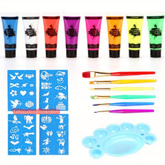 8 Fluorescent Face Paint Cream Set Halloween Performance Body Painting Pigment