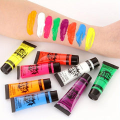 8 Fluorescent Face Paint Cream Set Halloween Performance Body Painting Pigment