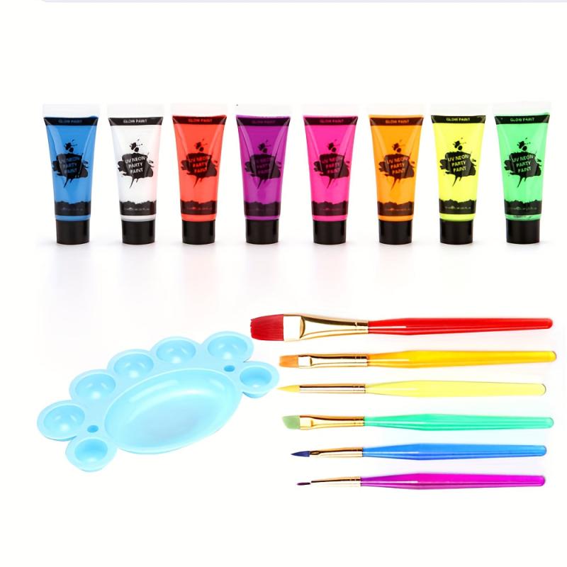 8 Fluorescent Face Paint Cream Set Halloween Performance Body Painting Pigment
