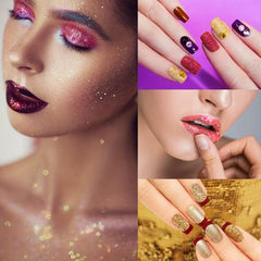 12 Colors Mixed Sequins Eye Face Lip Body Nail Stickers Golden Glitter Powder