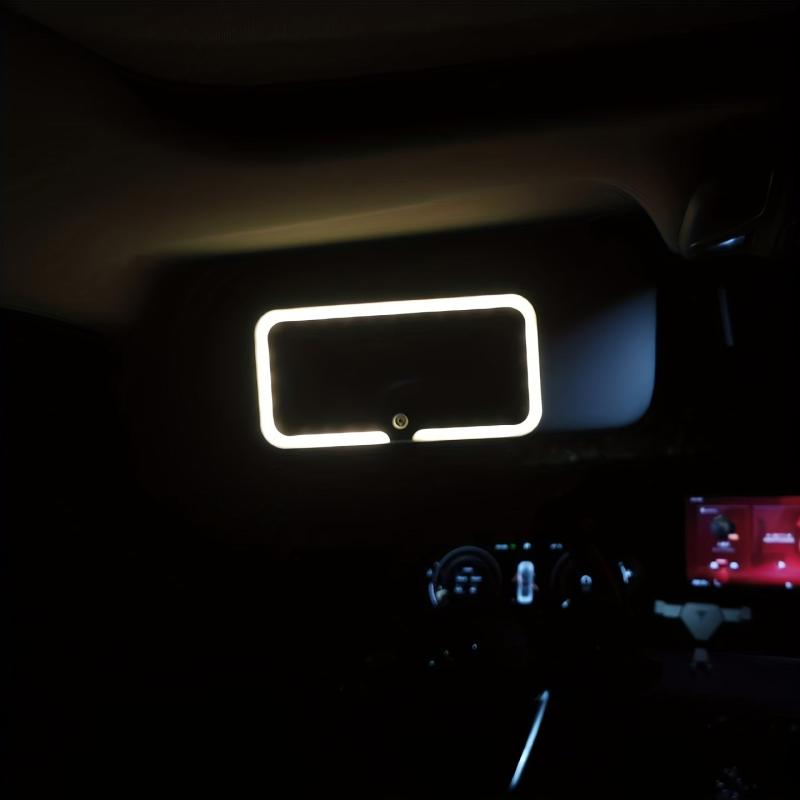 Car Sun Visor Vanity Mirror Rechargeable Makeup Mirror With 3 Light Modes