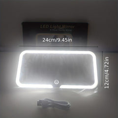 Car Sun Visor Vanity Mirror Rechargeable Makeup Mirror With 3 Light Modes