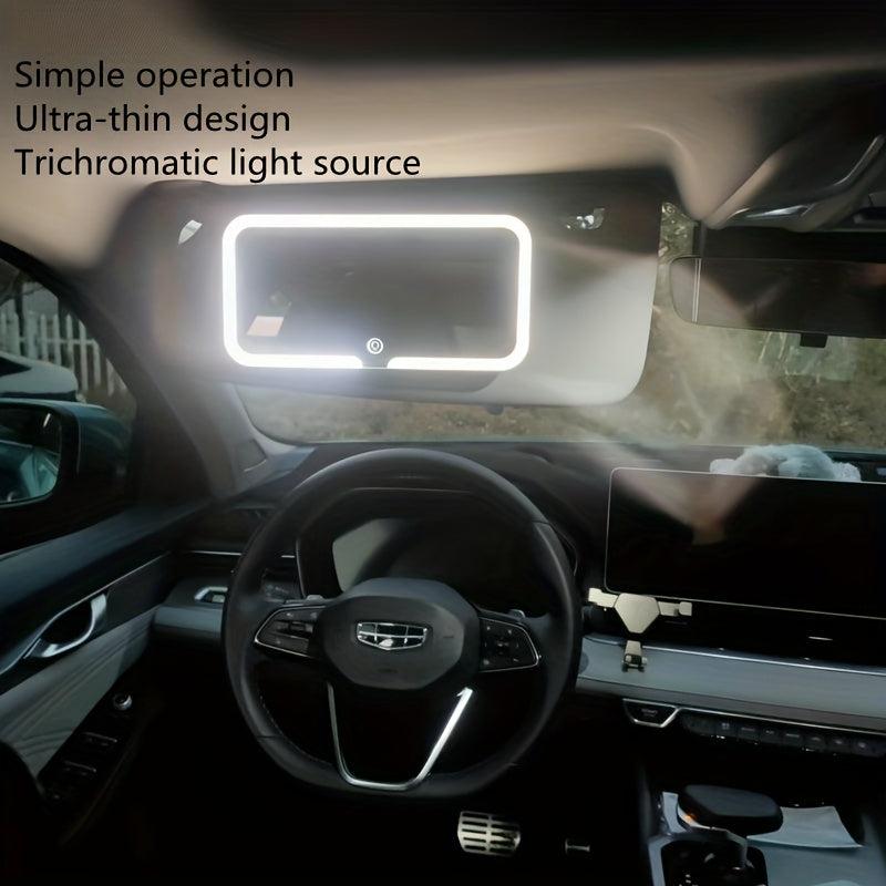Car Sun Visor Vanity Mirror Rechargeable Makeup Mirror With 3 Light Modes