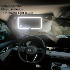 Car Sun Visor Vanity Mirror Rechargeable Makeup Mirror With 3 Light Modes