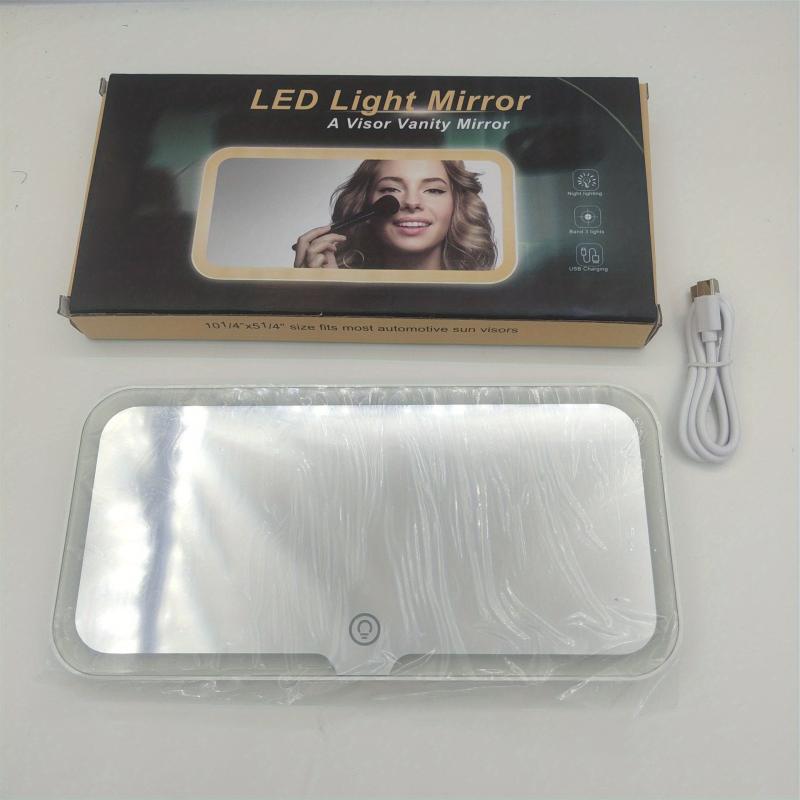 Car Sun Visor Vanity Mirror Rechargeable Makeup Mirror With 3 Light Modes