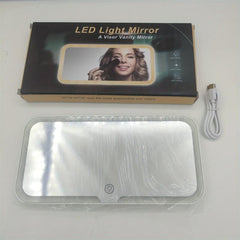 Car Sun Visor Vanity Mirror Rechargeable Makeup Mirror With 3 Light Modes