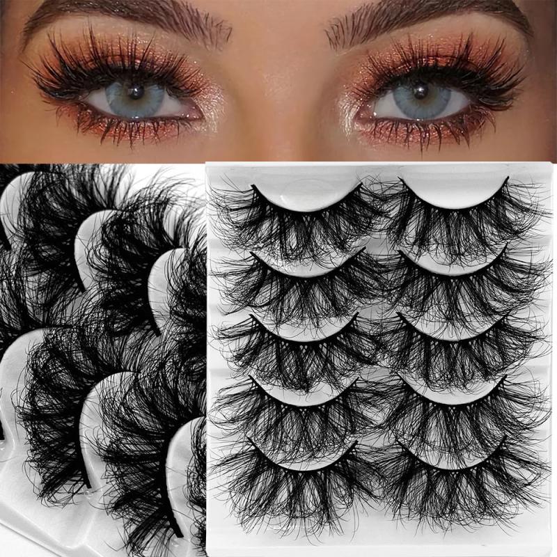 5 Pairs Fluffy Mink Lashes Thick Long Faux Mink Eyelashes