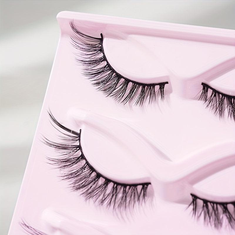 5 Pairs Fishtail False Eyelashes 15mm Cat Tail Lashes Curled & Lengthened