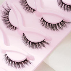 5 Pairs Fishtail False Eyelashes 15mm Cat Tail Lashes Curled & Lengthened