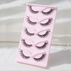 5 Pairs Fishtail False Eyelashes 15mm Cat Tail Lashes Curled & Lengthened