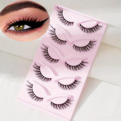 5 Pairs Fishtail False Eyelashes 15mm Cat Tail Lashes Curled & Lengthened