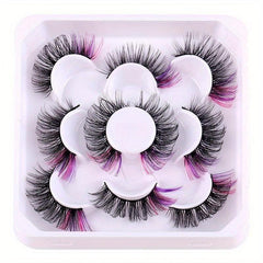5 Pairs Colored Faux Mink Lashes Dramatic Look Natural Volume Thick Fluffy Curly