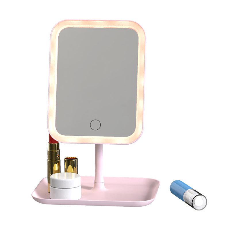Three Touch Square Vanity Mirror Square LED Makeup Mirror
